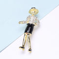 Gold Tone Lady Figure Brooch Rhinestone Jacket Black Skirt view 4