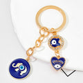 Blue Evil Eye Keychain with Enamel Charms and Rhinestone Accents view 2