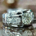 Silver Wide Band Round CZ Center Channel Side Stones view 5