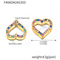 Double Sided Heart Zircon Stud Earrings Gold Steel view 9