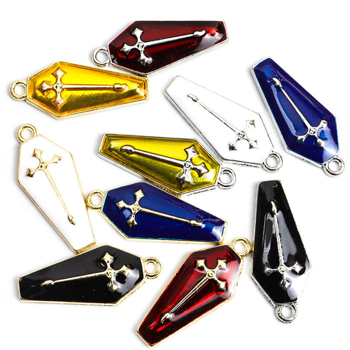 Enamel-Look Cross Alloy Charms in 10 Styles for Jewelry Crafts