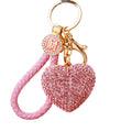 Double Sided Crystal Heart Keychains with Braided and Plain Loop Options view 5