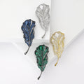 Pavé Crystal Feather Brooch in Four Color Finishes view 2