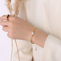 Wheat Leaf Chain White Seashell Heart Round Bracelets Gold Steel view 3