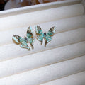 Crystal Butterfly Stud Earrings in Pink Purple and Green view 8