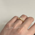 Gold Open Adjustable Three Pearl Face Band Ring Metal view 3
