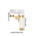 Gold Tone Three Pair Disc Stud Hoop and Long Crystal Drop Earring Set view 6