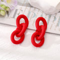 Colorful Chunky Triple Link Chain Stud Earrings in Eight Colors view 7