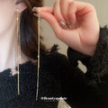 Long Crystal Chain Threader Earrings in Two Finishes view 4