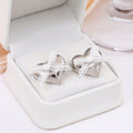 Silver Heart Stud Earrings with Sheer Ribbon Bows Three Colors view 8