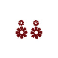 Matte Hollow Flower Double Layer Dangle Earrings Trio view 5