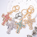 Rhinestone Cross Keychain Openwork Frame Four Color Styles view 1