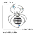 Enamel Rhinestone Spider Brooch Striped Body Blue Black view 7