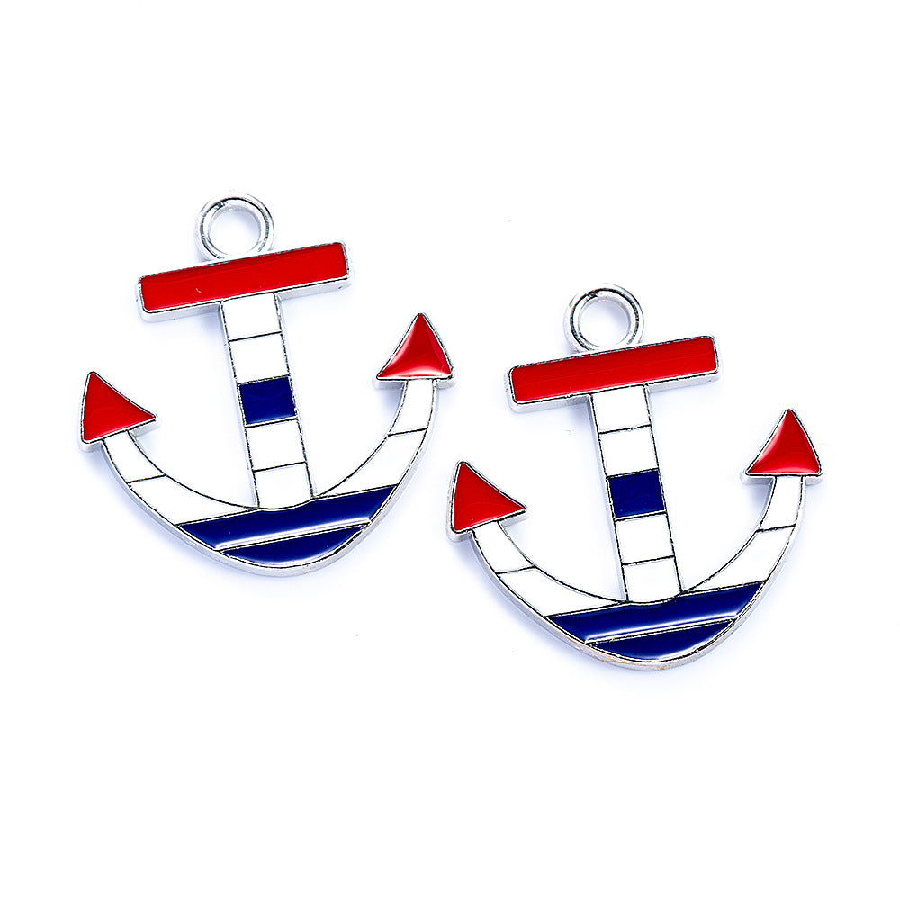 32x30mm Nautical Anchor Alloy Charm Pendant Enamel Style