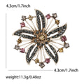 Radiating Crystal Flower Brooch in Coffee and Pink Tones view 5