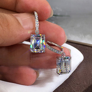 Rectangular Faceted Drop Earrings In Six Jewel-Tone Colors