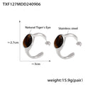 Tiger Eye C-Hoop Earrings And Open Bypass Stone Rings view 7