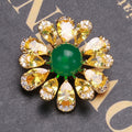 Yellow Teardrop Petal Daisy Brooch With Green Round Center view 4