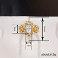 Gold Tone Teardrop Halo Three Band Statement Ring Set view 4