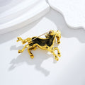 Gold Tone Horse Polished Two Designs Metal Brooch Pin view 3