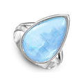 Silver Teardrop Light Blue Cabochon Ring Sizes 6 Through 10 view 2