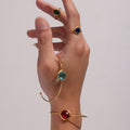 Gold Thin Open Bangle Cushion Czech Glass Center Stone view 1
