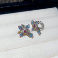 Silver Tone Crystal Cross Clip Earrings in Two Styles view 2