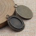 Braided Oval Cabochon Tray In Antique Silver And Antique Bronze For Jewelry Making view 4