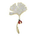 Ginkgo Leaf Dangle Brooch With Polished Metal And Sculpted Decorative Details view 1