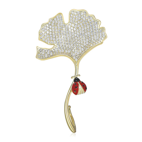 Ginkgo Leaf Dangle brooch shown from the front