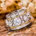 Round Clear Stone Multi-Row Extra-Wide Ring In Two Metal Tones view 4