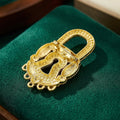 Ornate Padlock Brooch in Polished Metal for Jackets and Scarves view 3
