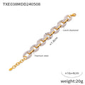 Gold Oval Link Necklace Pavé Cuban Link Bracelet Set view 6