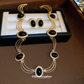 Five Mixed Black Oval Turquoise Fan And Crystal Jewelry Designs view 2