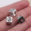 8x8x8mm 2.1g Multicolor Zinc Alloy OM Symbol Large Hole Beads for Bracelet DIY Jewelry Making