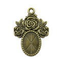 Rose Detail Oval Cabochon Pendant Settings in Two Finishes view 3