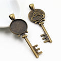 Mushroom Key Shaped Round Cabochon Pendant Bases in Two Finishes view 3