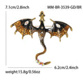 Enamel Winged Dragon Brooch With Polished Metal And Sculpted Decorative Details view 8