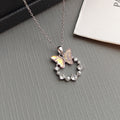 Butterfly Crystal and Pearl Look Wreath Necklace in Five Colors view 7