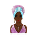 Acrylic Woman Portrait Brooch In Two Headwrap Colors view 5