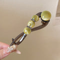 Cat Eye Bead Twist Banana Hair Clips Yellow White Green view 4