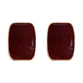 Wine Red Rectangular Enamel Stud Earrings Gold Tone Rim view 5
