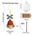 Red Textured Bell Keychain Gold Rim Pearl Teal Bow view 2