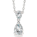 Silver Tone Double Teardrop Clear Stone Pendant Necklace view 2