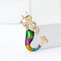 Rainbow Mermaid Brooch with Pearl Accent Decorative Lapel Accessory view 3