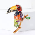 Enamel Toucan on Branch Brooch in Purple or Multicolor view 2