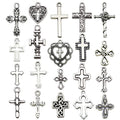 Antique Silver Cross and Heart Metal Charms with 21 Listed Options view 5