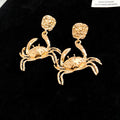 Textured Crab Drop Earrings in Polished Statement Design view 1