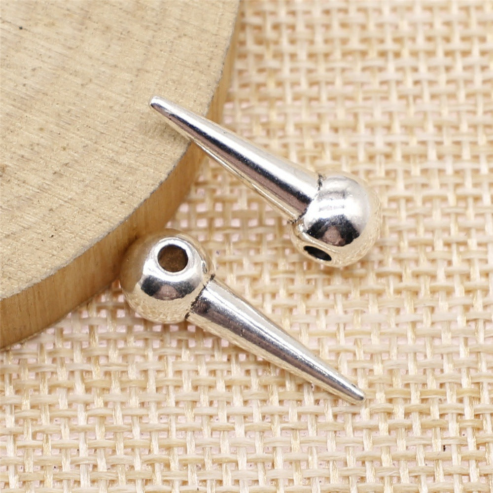 21x7x7mm 1.7g Zinc Alloy Cone Pointed Large Hole Loose Metal Beads for Bracelet Necklace Making