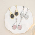 Rose Enamel Teardrop Long Dangle Stud Earrings in Three Colors view 3
